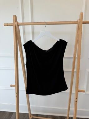 Liverpool Black Sleeveless Drape Neck Tank